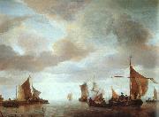Jan van de Cappelle Ships on a Calm Sea near Land oil painting reproduction